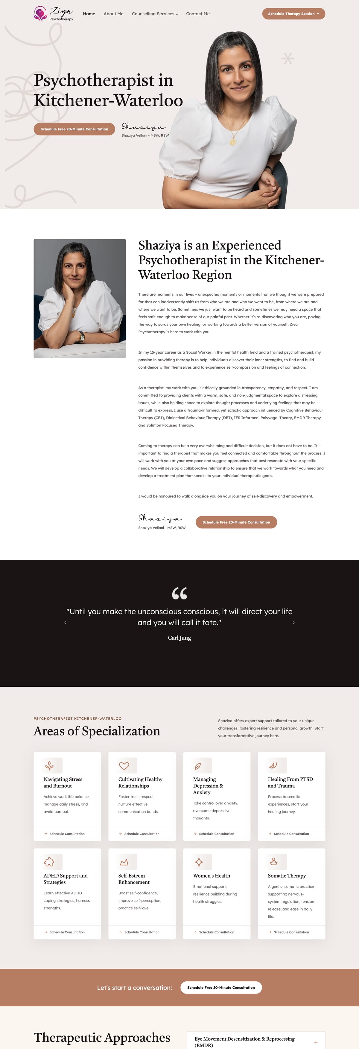 Psychotherapist Kitchener website, built by Kohmera